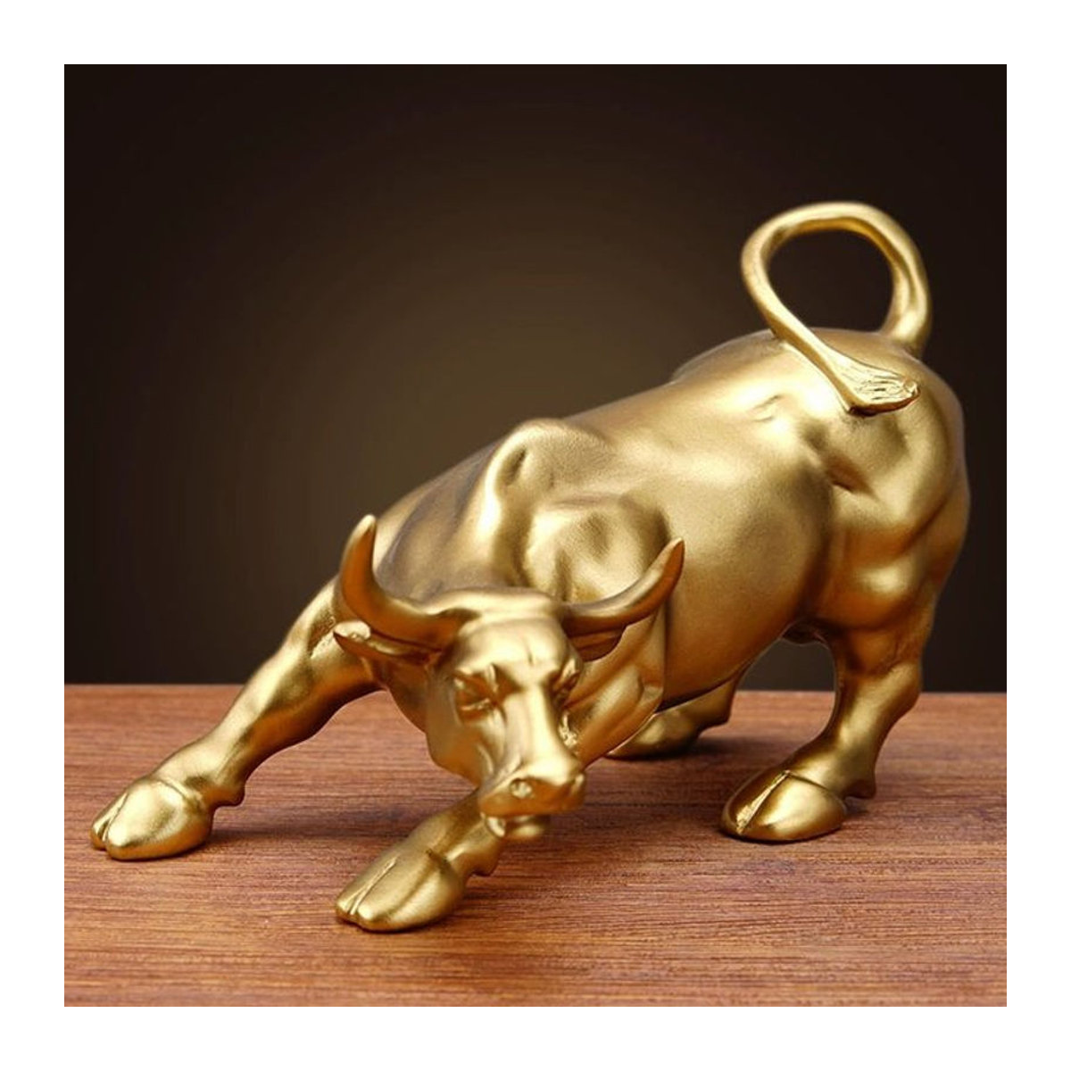 GUOFEI Wall Street Bull Desktop-Dekoration aus Kunstharz und Metall in Gold - Bild 1