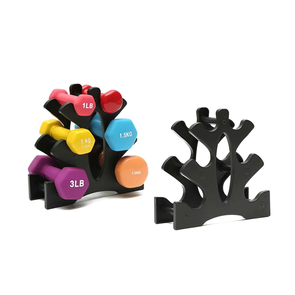 GUOMUZI 3-stufiges Hantel-Aufbewahrungsregal aus Kunststoff in Schwarz für Zuhause, Büro und Fitnessstudio - Bild 2
