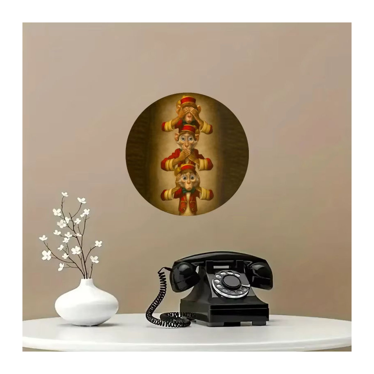 GUSTAFSON Wandkunst Sie No Evil Speak No Evil Hear No Evil aus Metall, Vintage-Design mit japanischem Affen-Trio, mehrfarbig, B/H: 20 x 20 cm - Bild 4