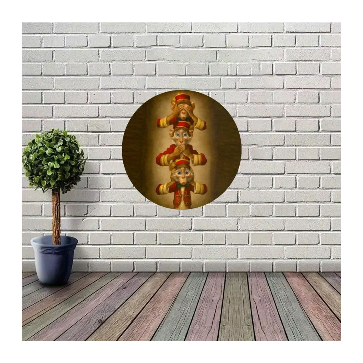 GUSTAFSON Wandkunst Sie No Evil Speak No Evil Hear No Evil aus Metall, Vintage-Design mit japanischem Affen-Trio, mehrfarbig, B/H: 20 x 20 cm - Bild 6