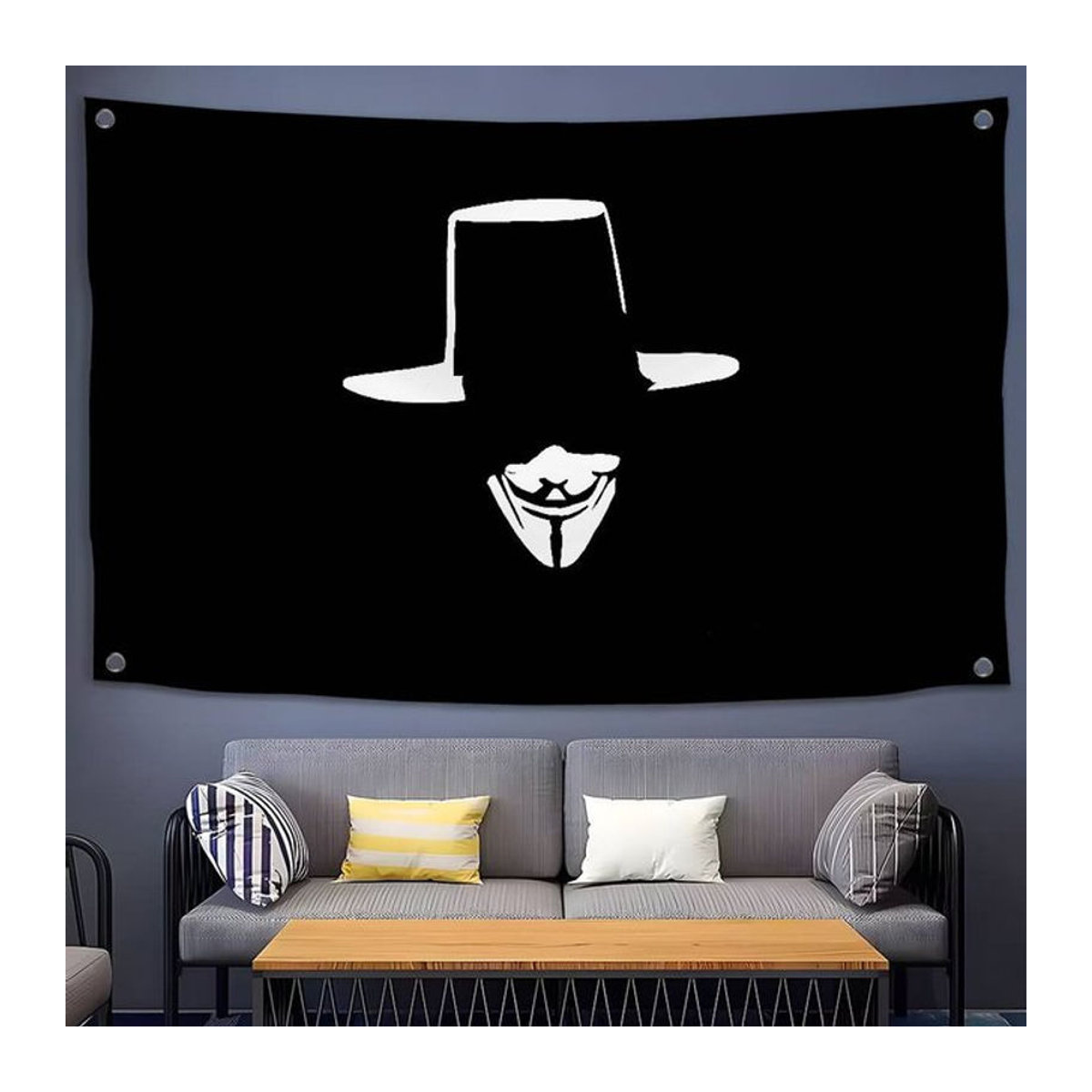 Guy Fawkes Nachtflagge aus Mikrofaser in Schwarz als dekoratives Textil-Banner für Outdoor und Innenbereich - Bild 1