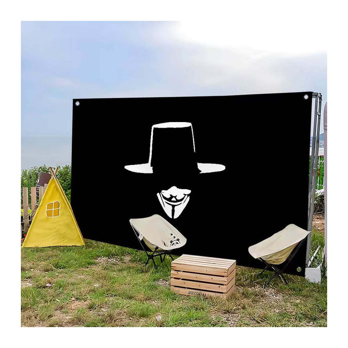 Guy Fawkes Nachtflagge aus Mikrofaser in Schwarz als dekoratives Textil-Banner für Outdoor und Innenbereich - Bild 2