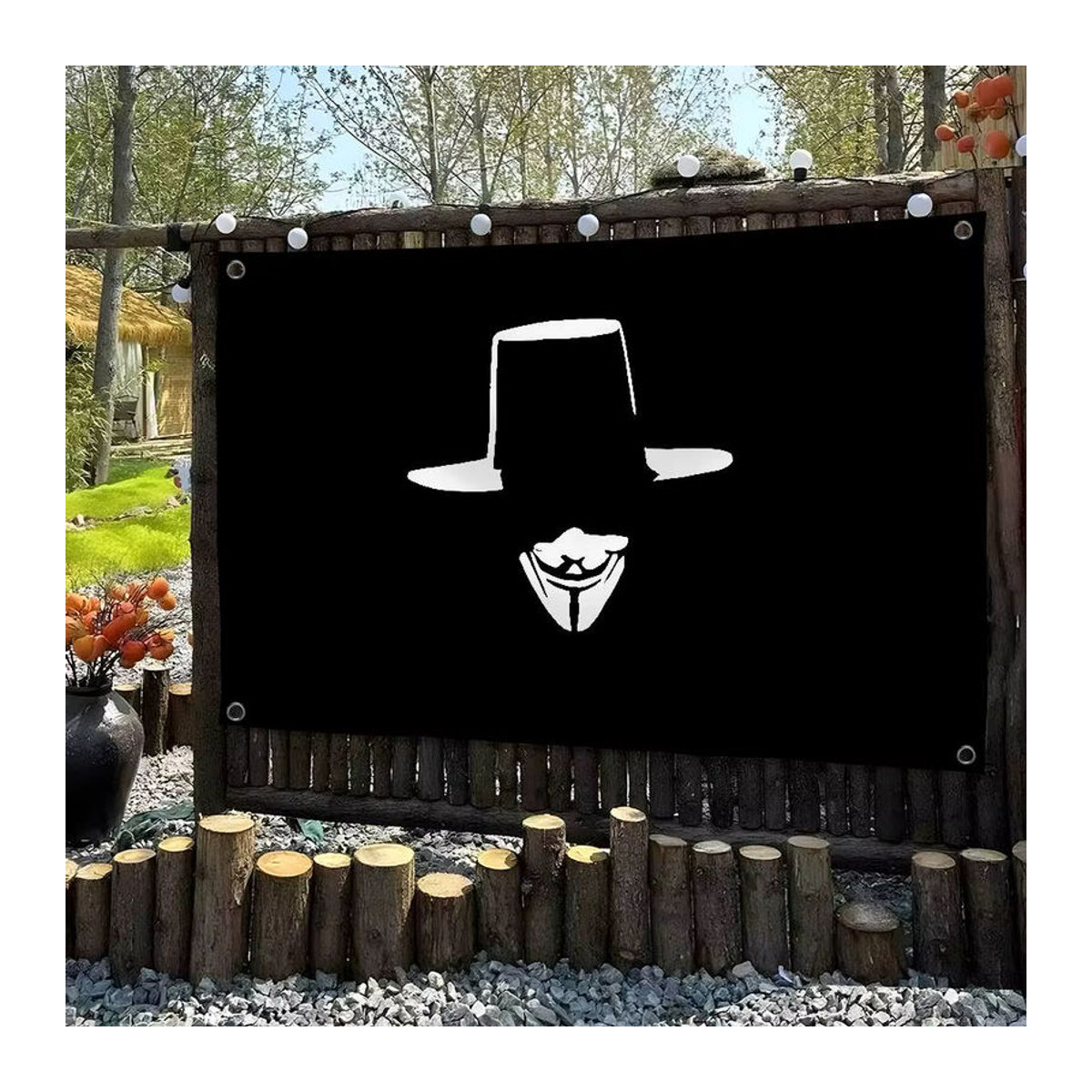 Guy Fawkes Nachtflagge aus Mikrofaser in Schwarz als dekoratives Textil-Banner für Outdoor und Innenbereich - Bild 4