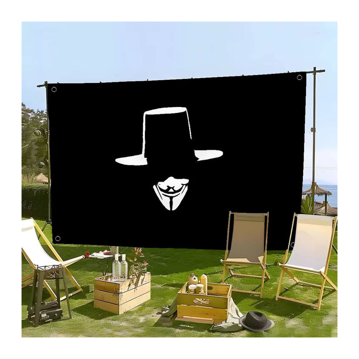 Guy Fawkes Nachtflagge aus Mikrofaser in Schwarz als dekoratives Textil-Banner für Outdoor und Innenbereich - Bild 5