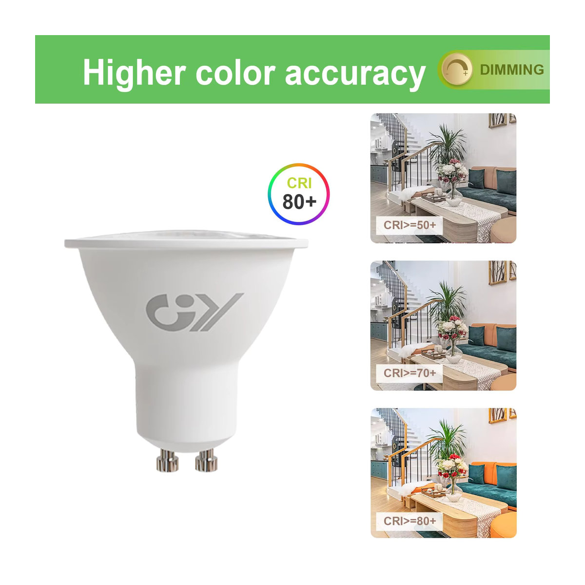GY GU10 LED Set 10 Stück, 4,9W, 790 Lumen, dimmbar, Effizienzklasse B, 120 Grad Abstrahlwinkel - Bild 5
