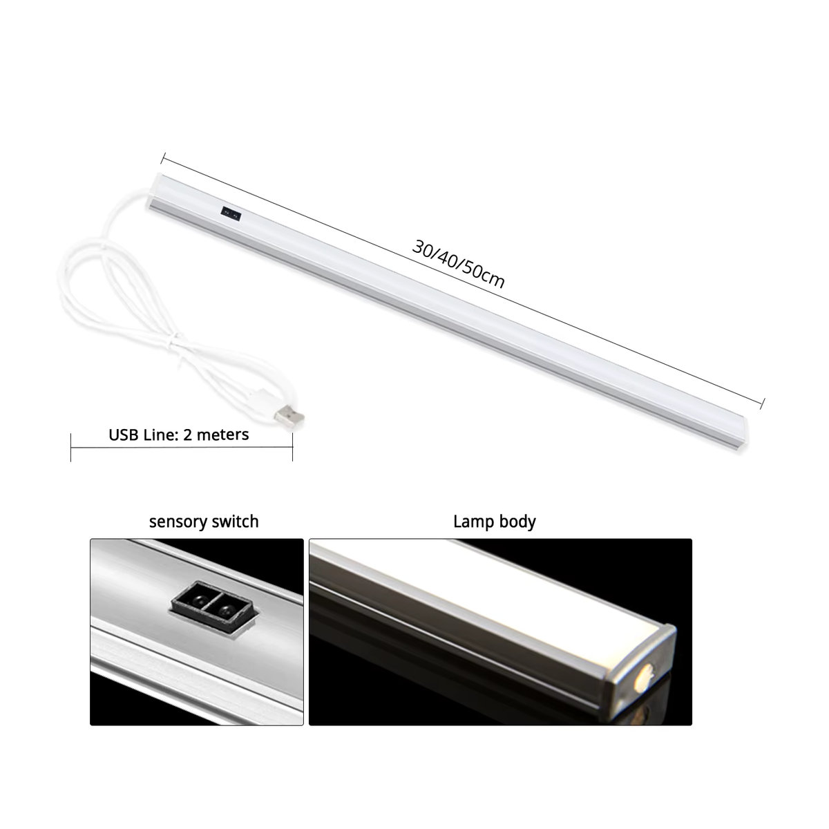 Gyarfas LED Bar Licht aus Aluminium mit Hand-Wisch-Bewegungssensor, USB Möbelbeleuchtung in Weiß - Bild 5