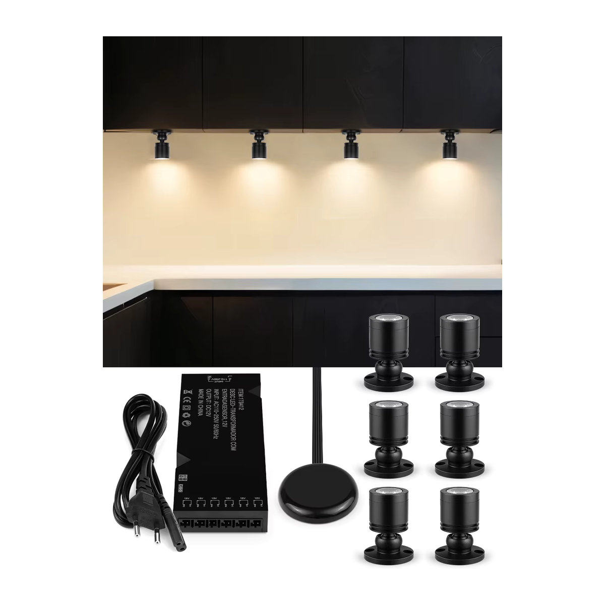 Gyarfas LED Einbaustrahler Set mit dimmbarem Touch-Schalter, 12V 3W, Weiß, Neutralweiß - Bild 5