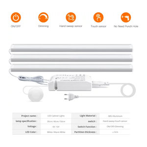 Gyarfas LED Unterbauleuchte für die Küchenmöbelbeleuchtung mit Hand-Scan Bewegungssensor und Touch-Schalter, dimmbar, Weiß, Aluminium und Holz