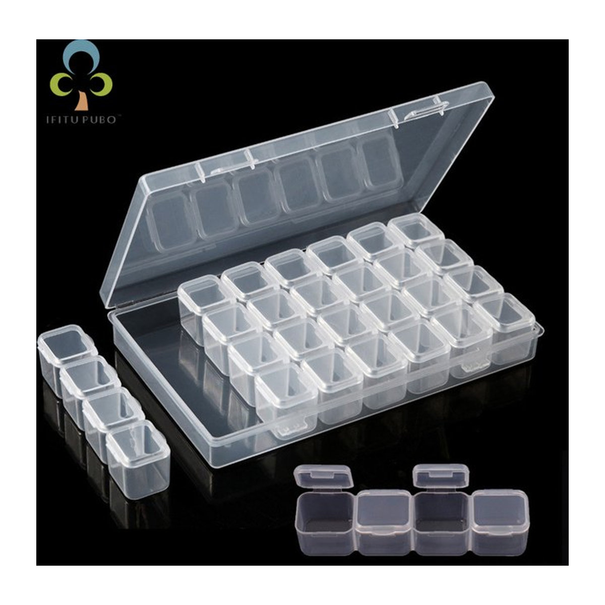 GYH Verstellbare Kunststoff-Aufbewahrungsbox mit 28 Slots für Schmuck, Diamant-Stickerei, Perlen und Handwerk in minimalistischem Design - Bild 1