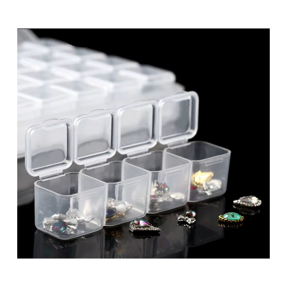 GYH Verstellbare Kunststoff-Aufbewahrungsbox mit 28 Slots für Schmuck, Diamant-Stickerei, Perlen und Handwerk in minimalistischem Design - Bild 5