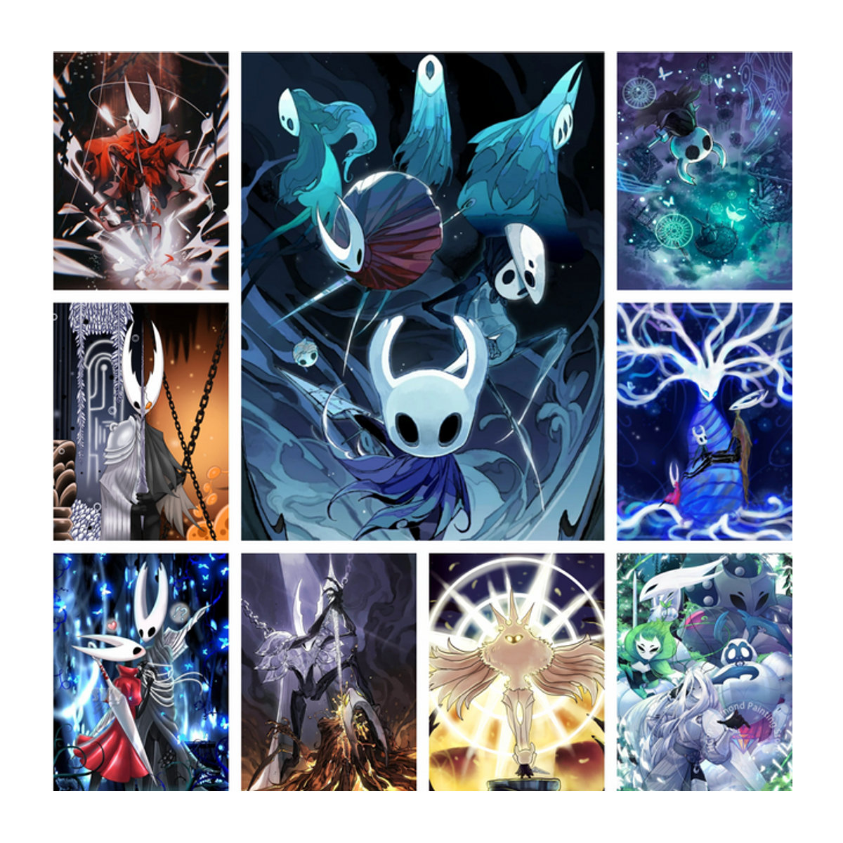 H-Hollow-K-Knight Diamantmalerei-Set mit 5D-DIY-Cartoon-Figur in Mehrfarbig für die Wanddekoration - Bild 1
