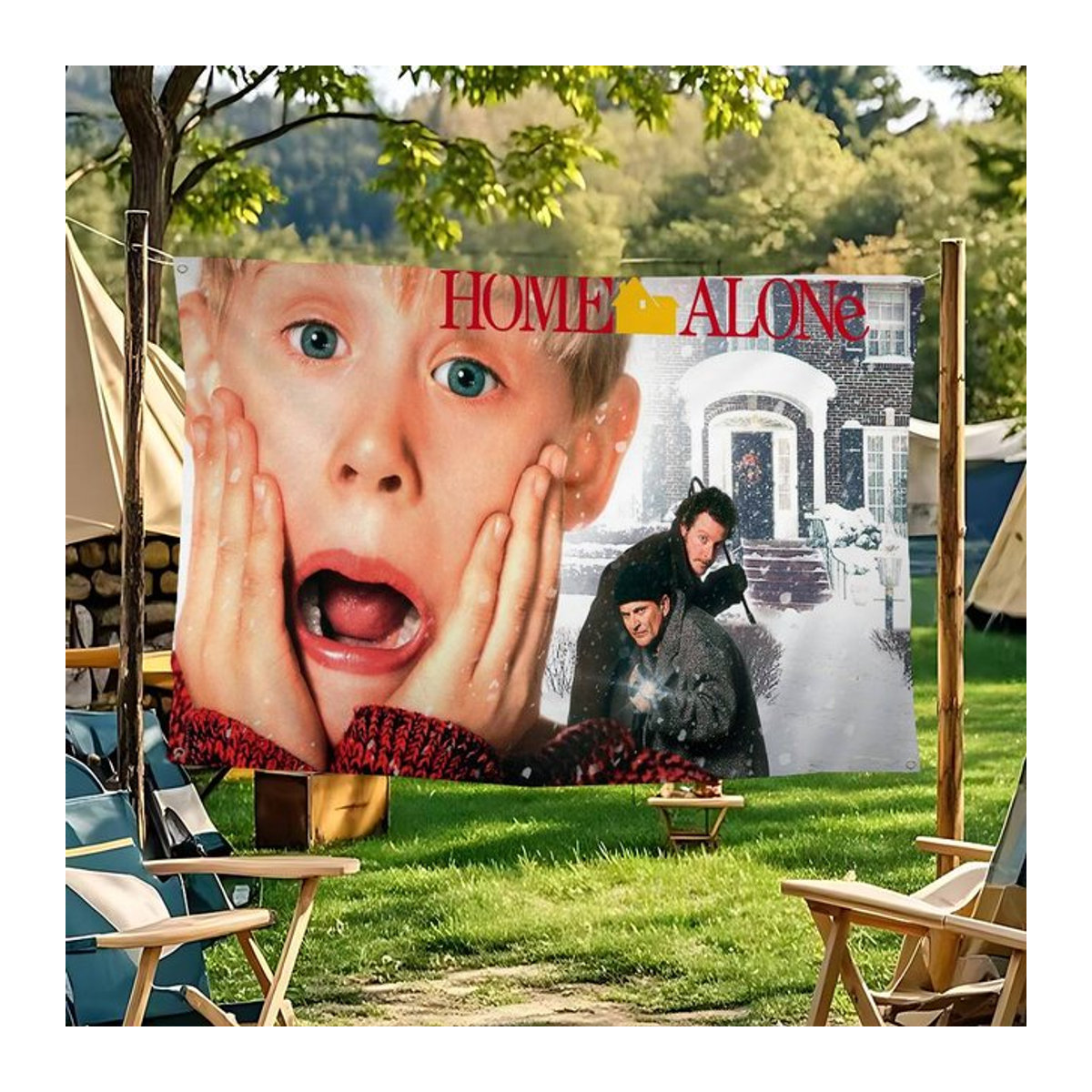 H-Homes Movie A-Alone Retro-Flaggen in Mehrfarbig als hängende Textil-Banner für dein Wohnzimmer oder Studio - Bild 1