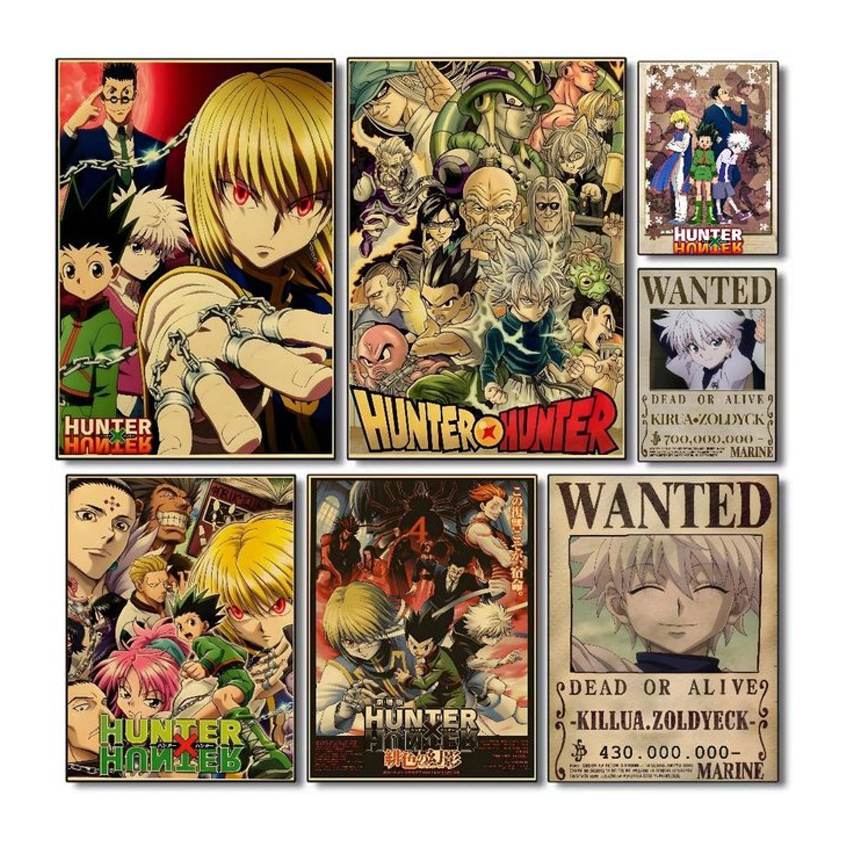H-hunterXhunter Retro-Poster mit Anime-Porträt in Vintage-Optik, mehrfarbig, wasserdichtes Wandbild aus Papier für Wohnzimmer und Schlafzimmer - Bild 1
