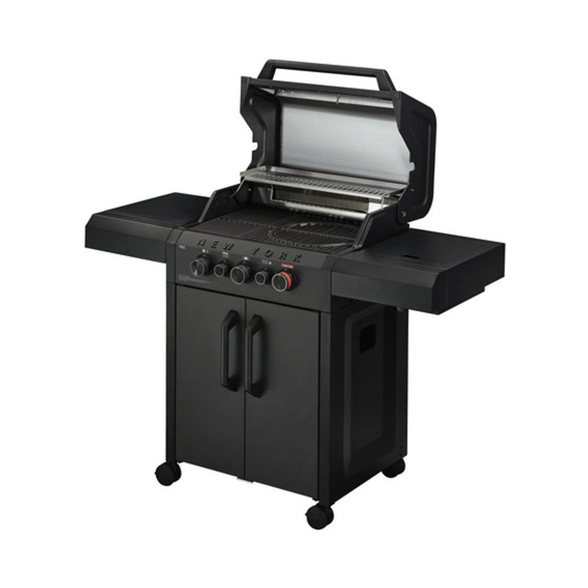 h-Marke Gasgrill New York Pro in Schwarz mit 3 Brennern und Sear-Brenner aus Gusseisen - Bild 2