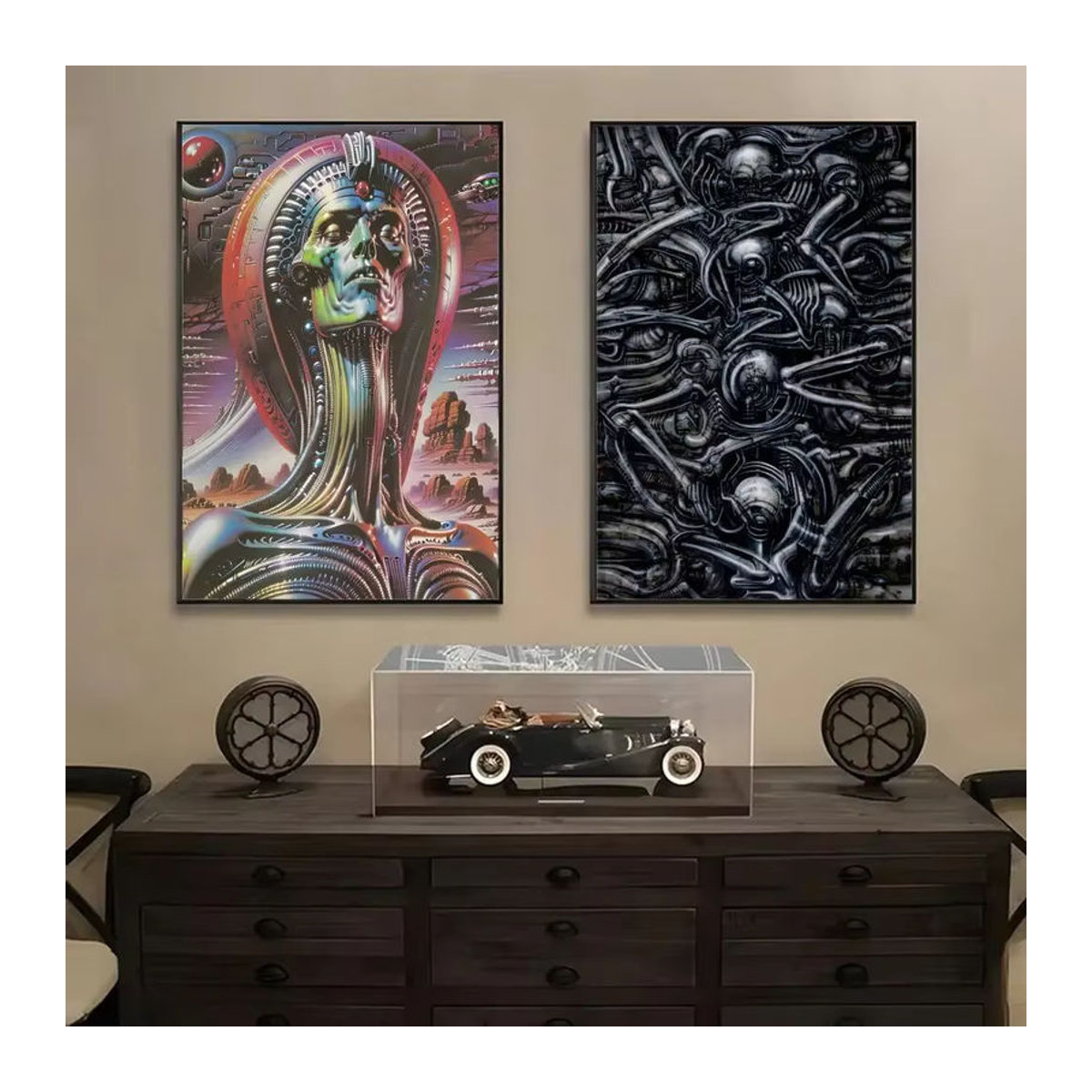 H.R. Giger Poster HD Wandkunst aus PVC, selbstklebend und wasserdicht, abstrakt, mehrfarbig, Hochformat - Bild 3