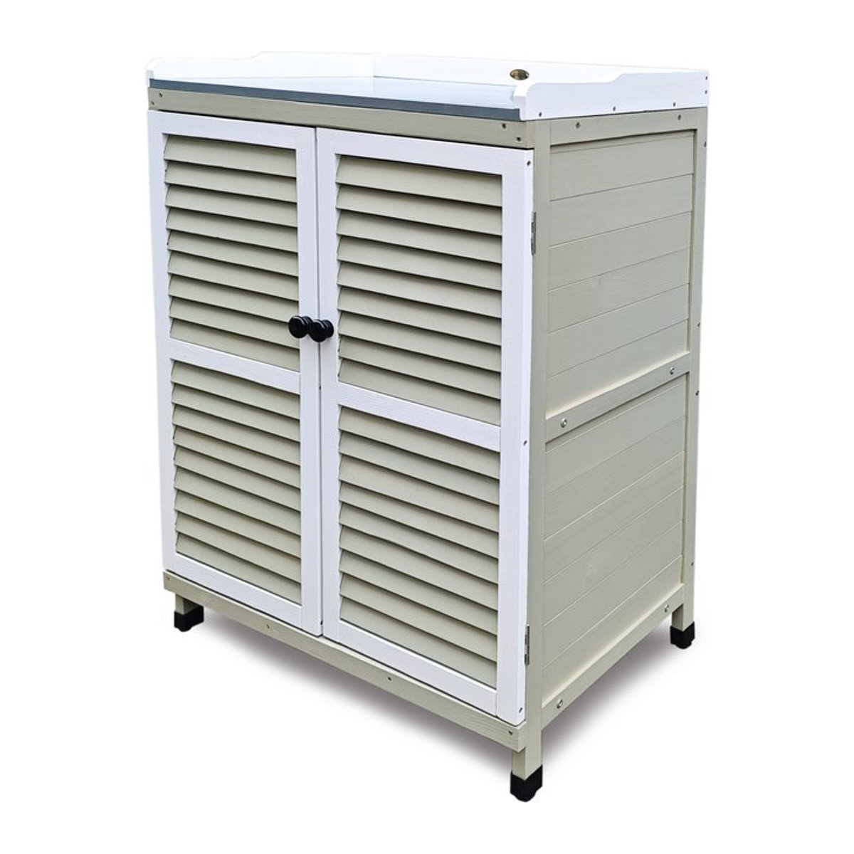 HABAU Gartenschrank Mila mit Arbeitsplatte in Grau und Weiß, B/T/H: 71 x 48 x 100 cm - Bild 1
