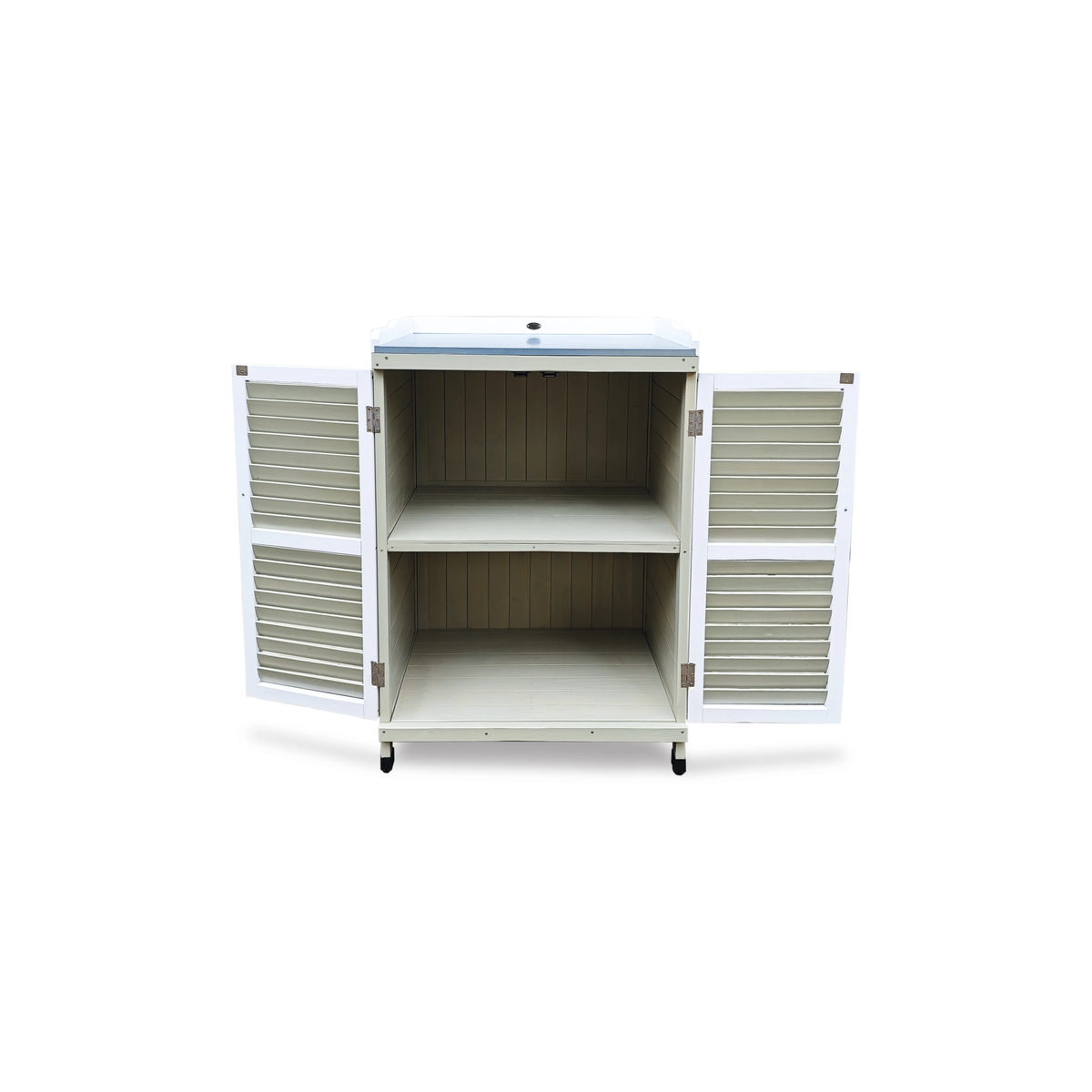 HABAU Gartenschrank Mila mit Arbeitsplatte in Grau und Weiß, B/T/H: 71 x 48 x 100 cm - Bild 2
