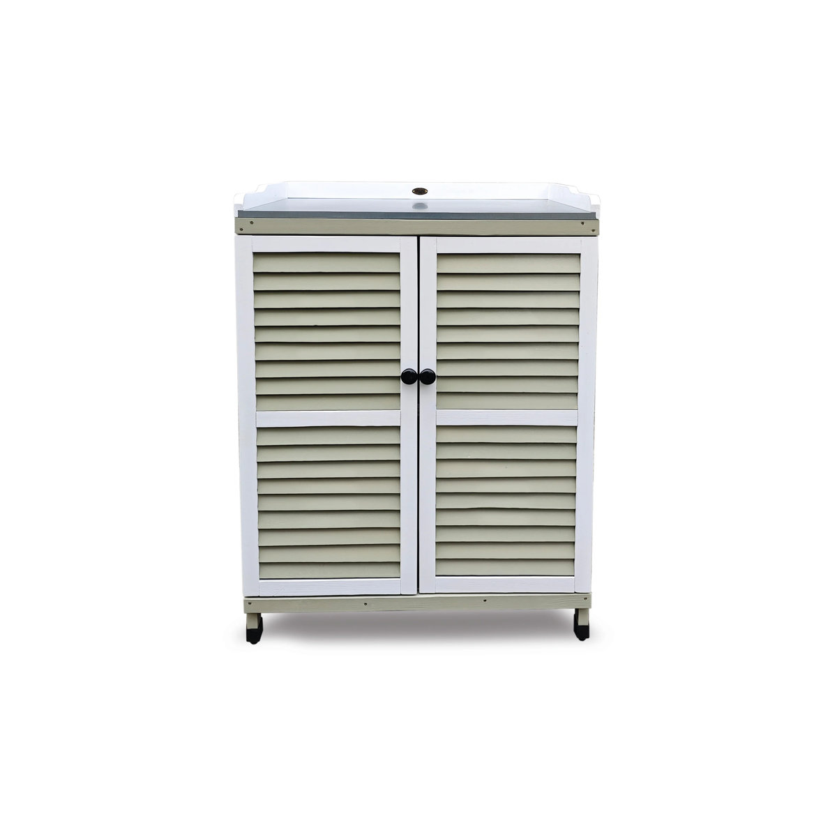 HABAU Gartenschrank Mila mit Arbeitsplatte in Grau und Weiß, B/T/H: 71 x 48 x 100 cm - Bild 3