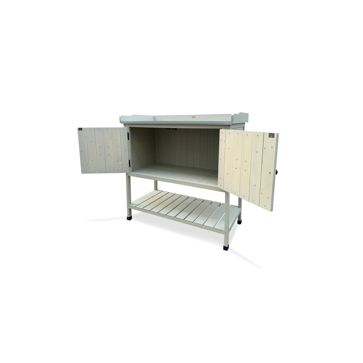 HABAU Pflanztisch aus Holz und Metall mit Ablage und Schrank, B/T/H: 98 x 48 x 97 cm - Bild 2