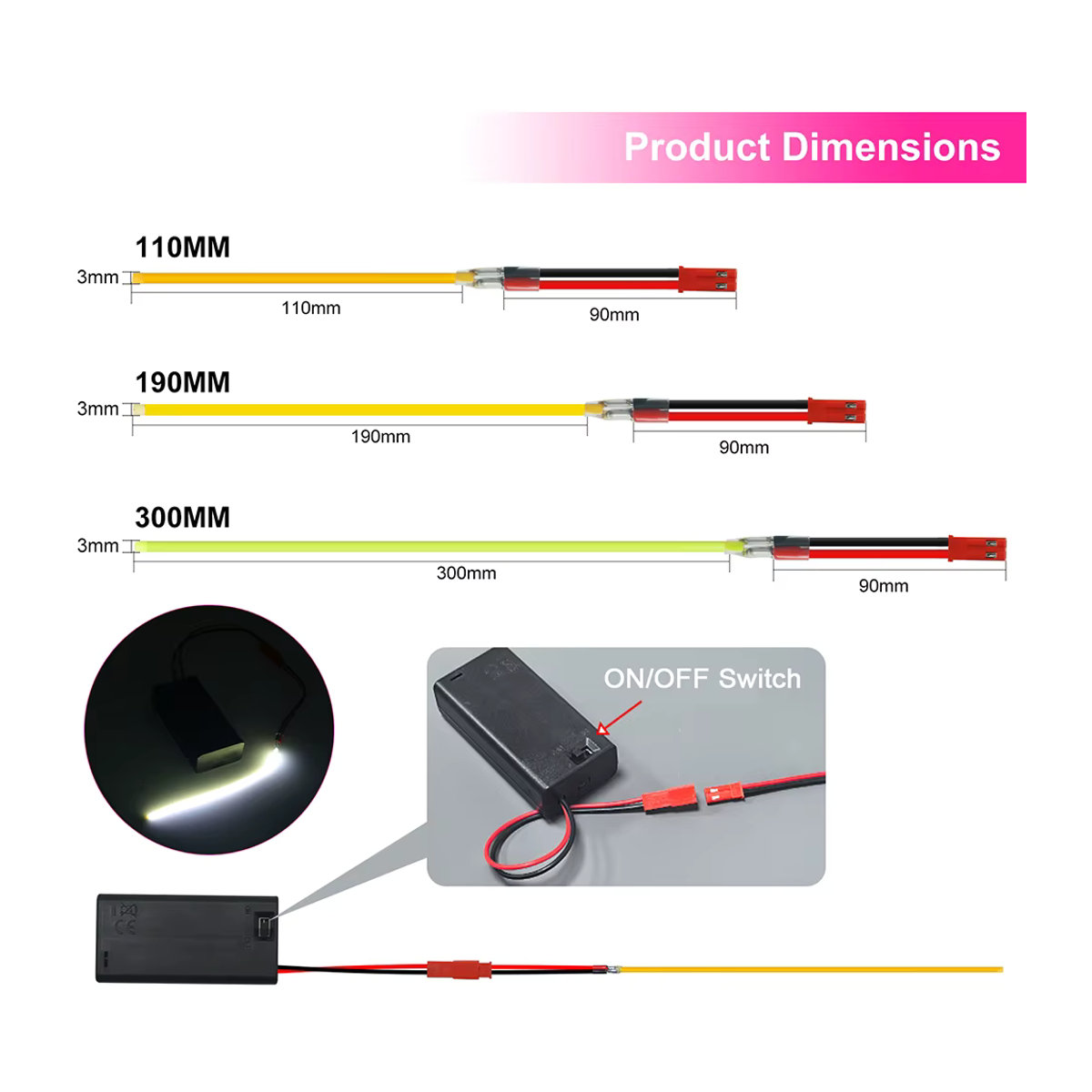 HAGAHA Flexible LED COB Filament Retro Edison Glühbirne in Weiß, Grün, Eisblau oder Rosa - Bild 4