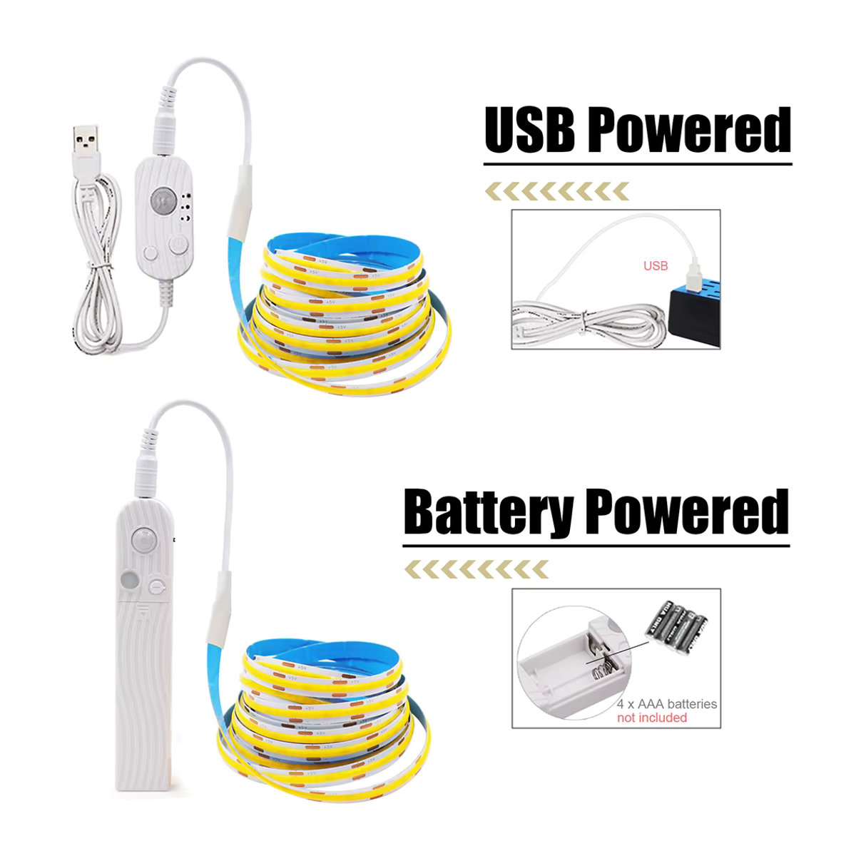 HAGAHA LED COB Lichtleiste mit Bewegungsmelder zur Möbelbeleuchtung, USB- und batteriebetrieben, Rosa/Bunt - Bild 2