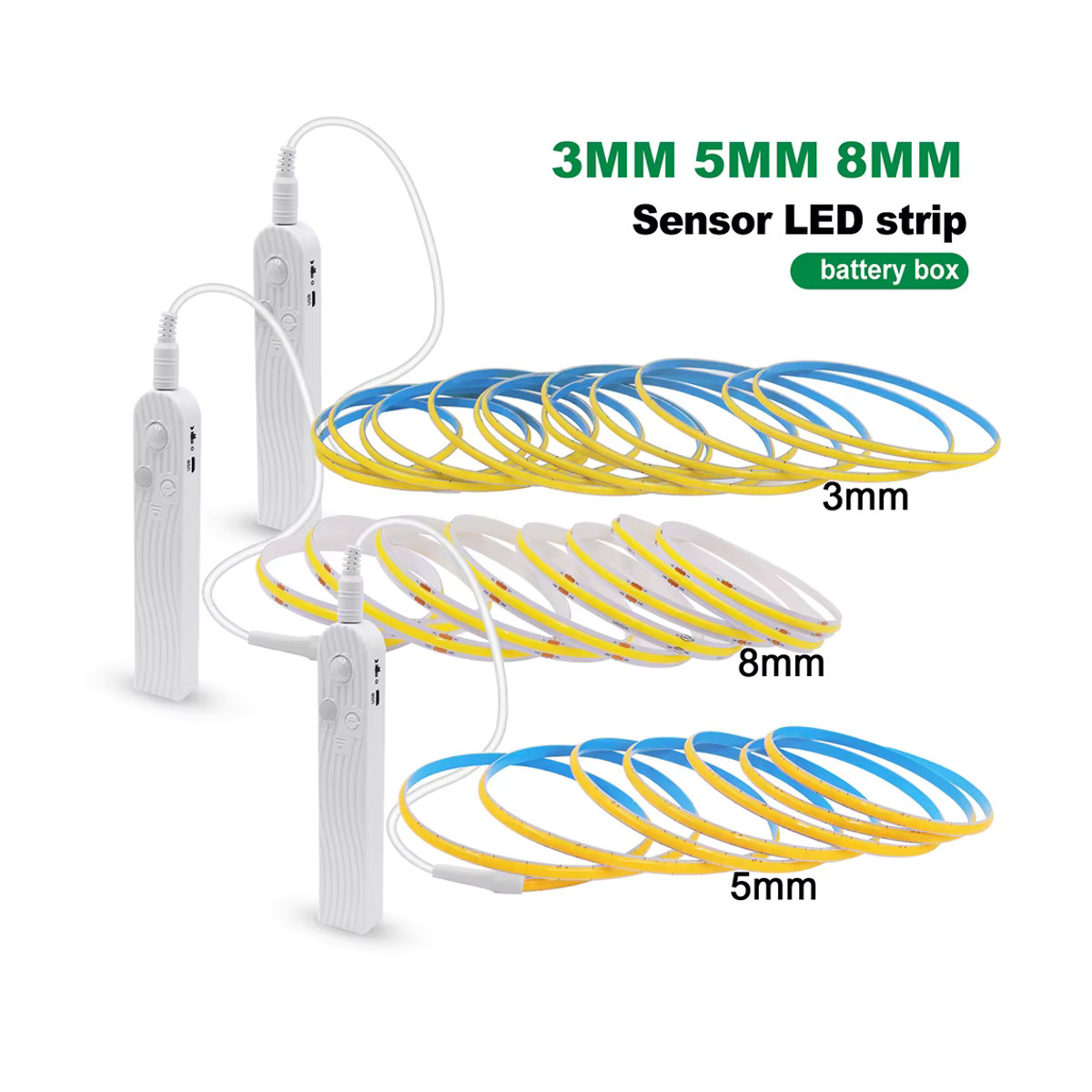 HAGAHA LED COB Lichtleiste mit Bewegungsmelder zur Möbelbeleuchtung, USB- und batteriebetrieben, Rosa/Bunt - Bild 3