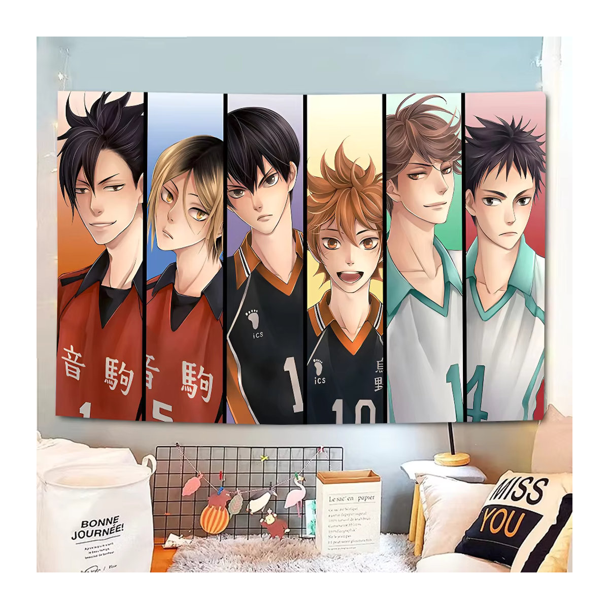 Haikyuu Anime Geburtstag Dekoration Mehrfarbig Rechteckiger Hintergrund für Indoor und Outdoor Partys - Bild 2