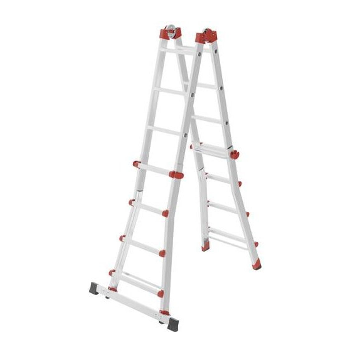 Hailo M80 Multifunktionsleiter aus Aluminium in Silber und Rot mit einer Arbeitshöhe von bis zu 4,70 m - Bild 1