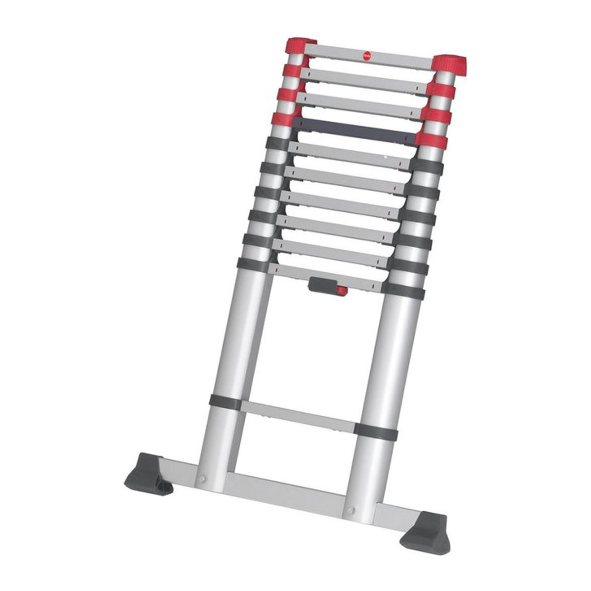 Hailo T80 FlexLine Teleskopleiter aus Aluminium mit 11 Sprossen, Silber, Schwarz, Rot - Bild 1