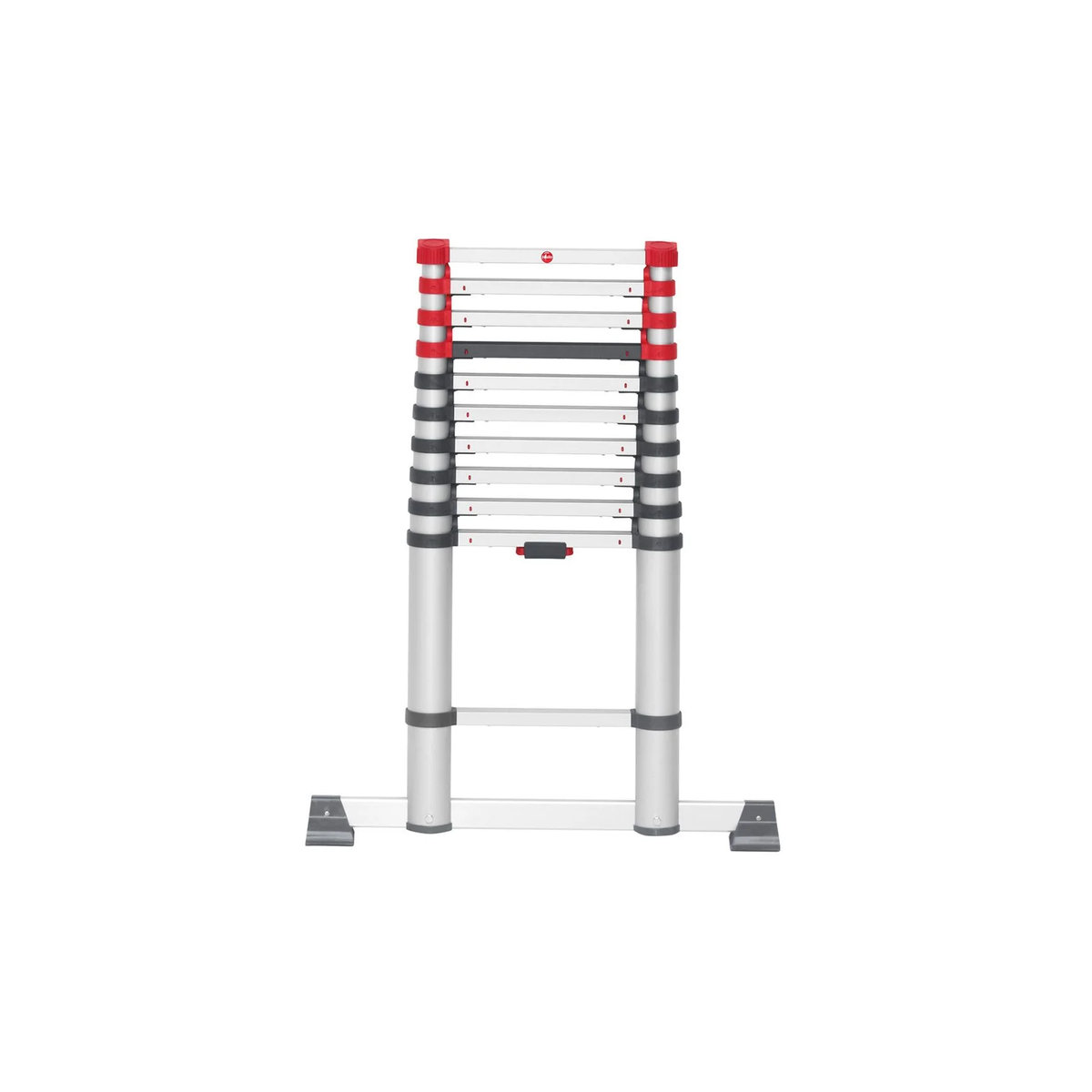 Hailo T80 FlexLine Teleskopleiter aus Aluminium mit 11 Sprossen, Silber, Schwarz, Rot - Bild 2