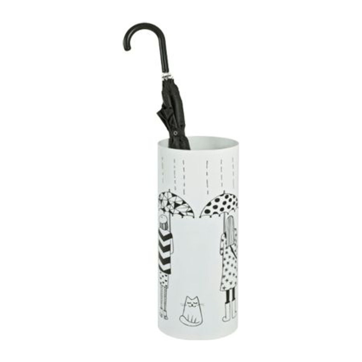 HAKU Schirmständer mit Motivdruck und Abtropfschale aus Metall in Weiß, rund, Durchmesser: 18 cm, Höhe: 45 cm - Bild 2