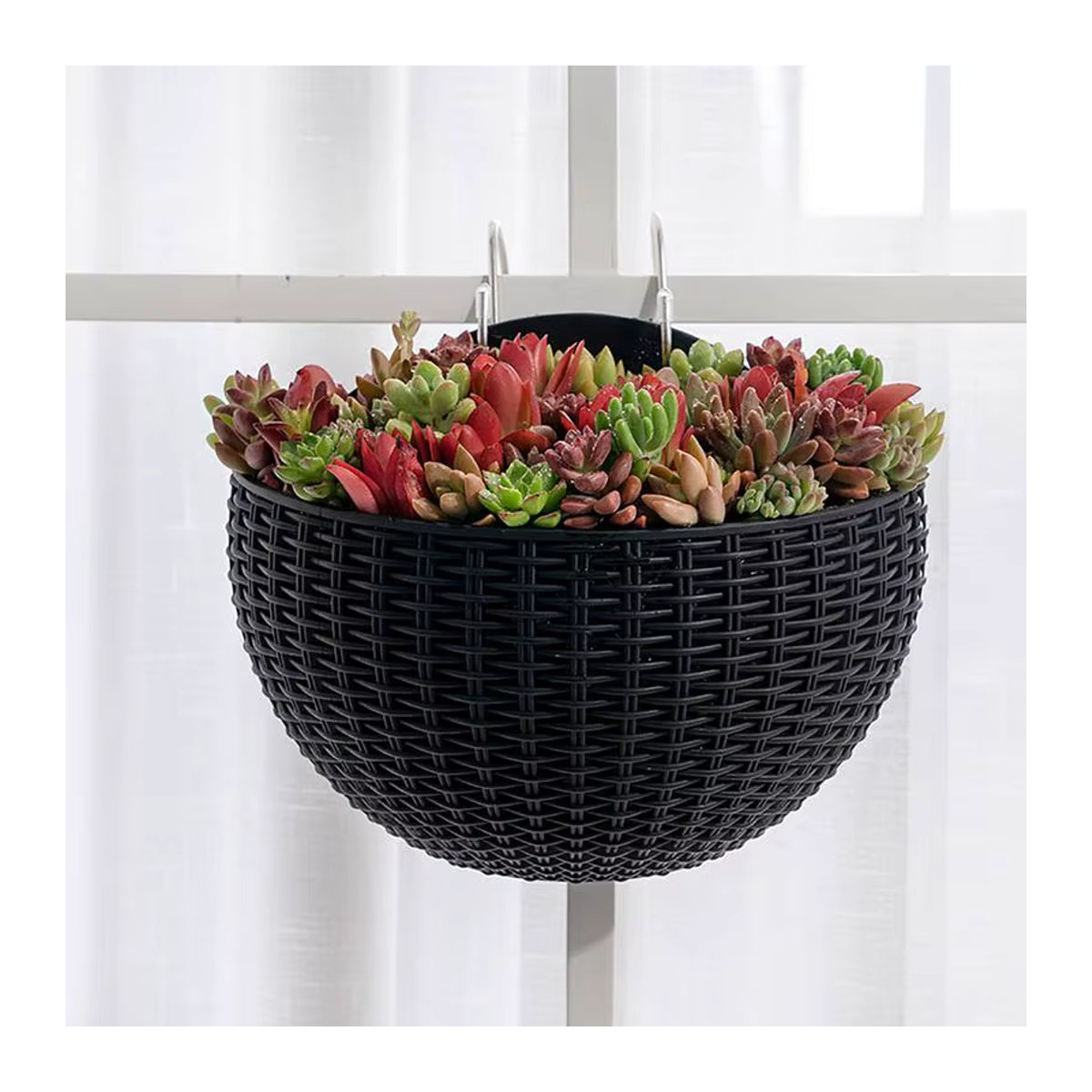 Halbrunder Blumentopf zur Wandmontage in Braun aus Kunststoff mit geometrischem Design - Bild 6