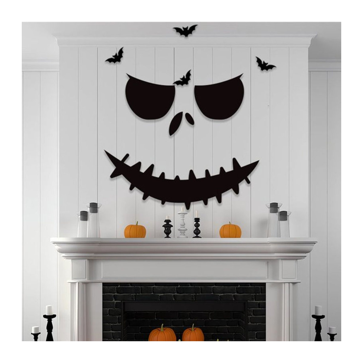 Halloween Dekoration Narbe Mund Wandaufkleber aus Textil in Schwarz für Innen und Außen - Bild 1