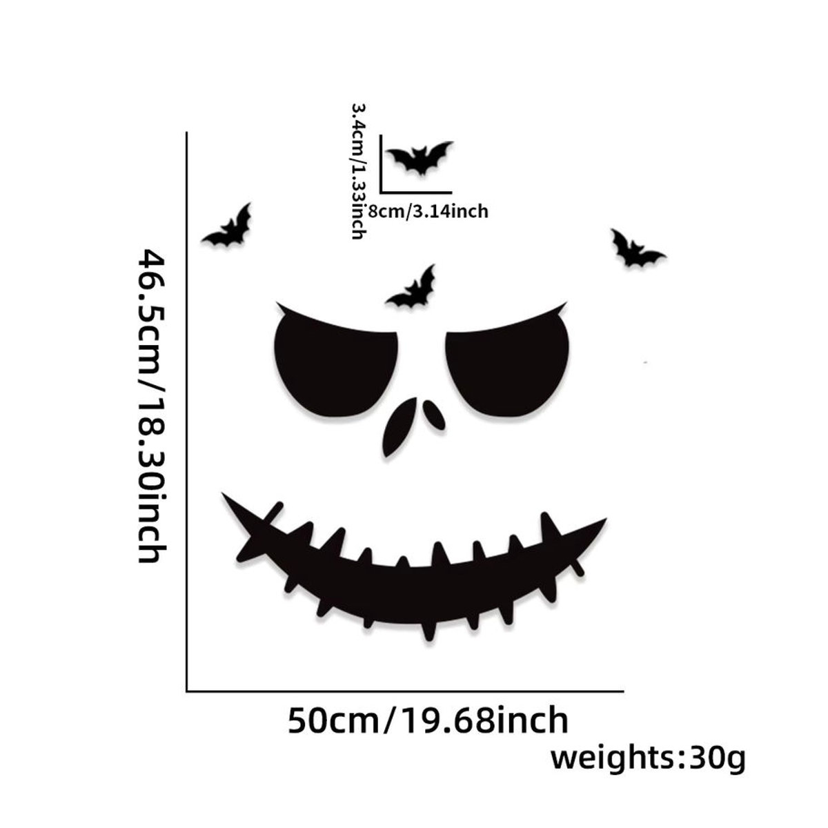 Halloween Dekoration Narbe Mund Wandaufkleber aus Textil in Schwarz für Innen und Außen - Bild 2