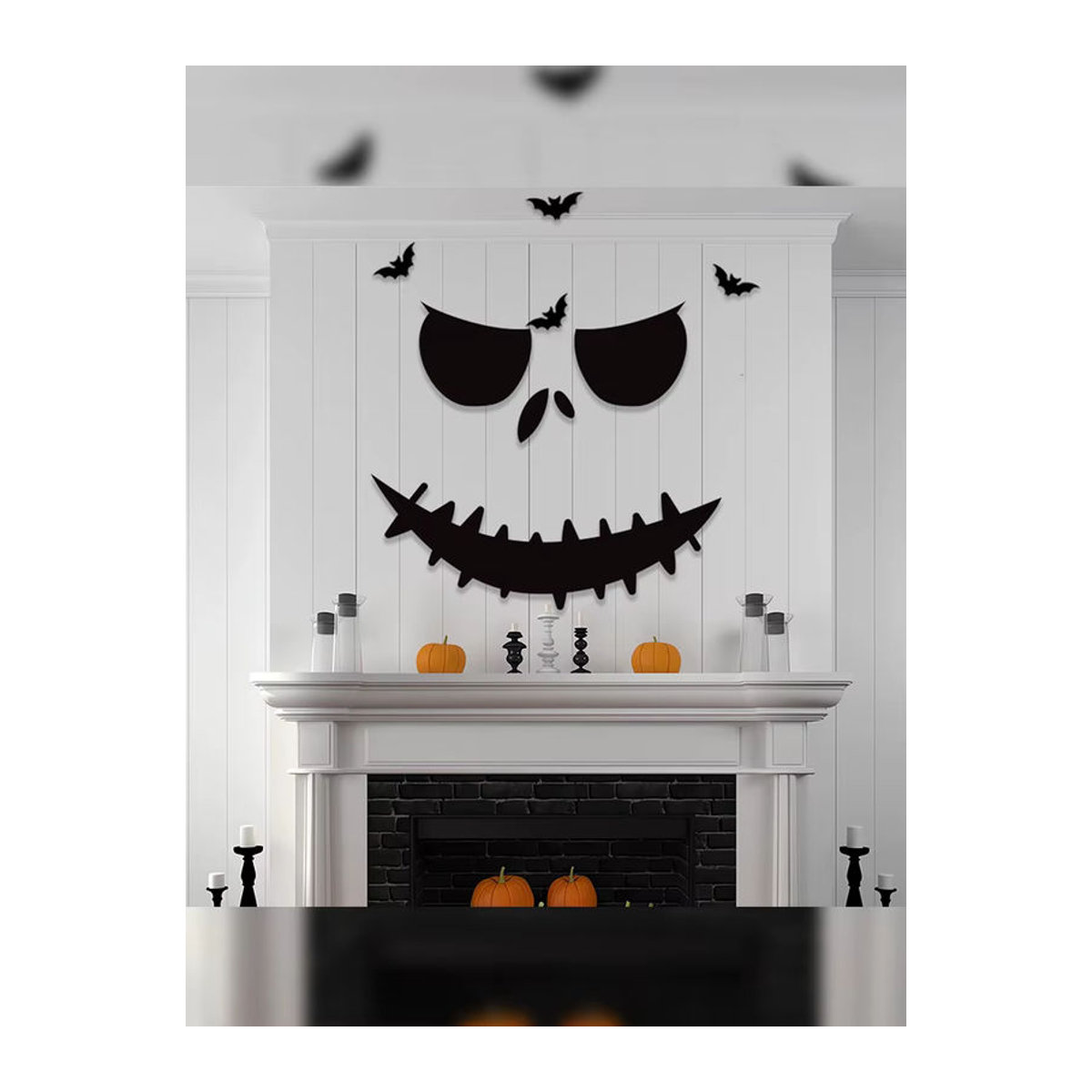 Halloween Dekoration Narbe Mund Wandaufkleber aus Textil in Schwarz für Innen und Außen - Bild 4
