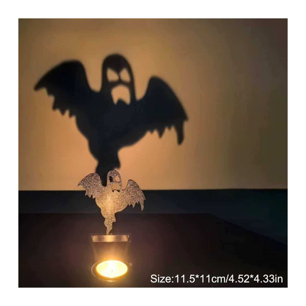 Halloween Dekorationsset mit Kürbis- und Schädel-Ornamenten sowie goldenen Kerzenständern für Teelichter - Bild 1