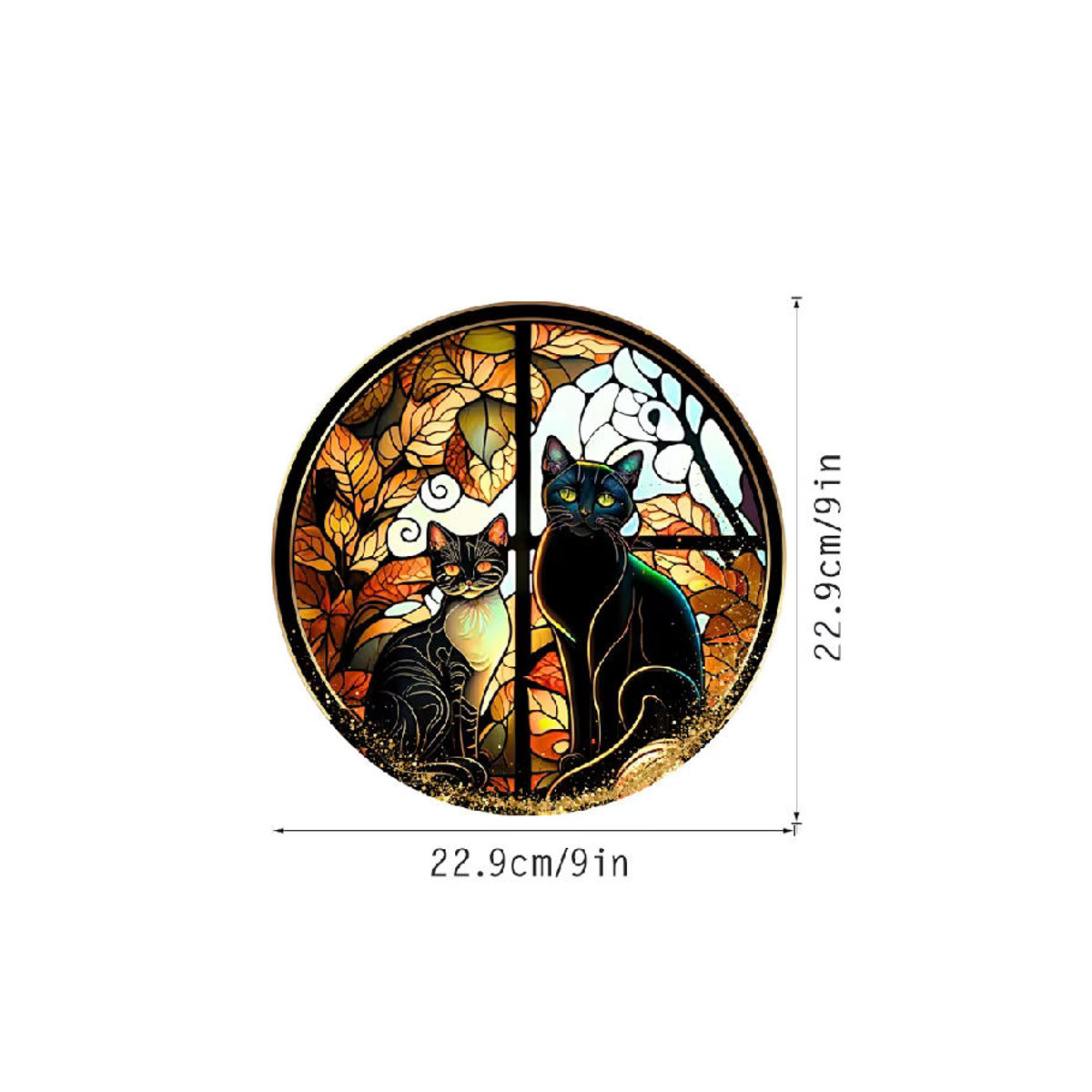 Halloween Fensteraufkleber mit beängstigender Katze als statische Dekoration für Fenster und Autos, mehrfarbig und rund - Bild 6