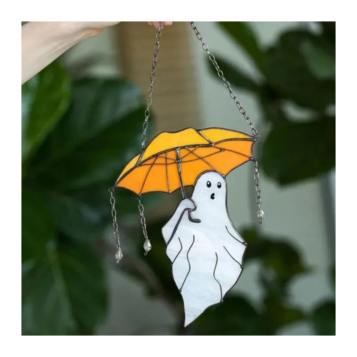 Halloween Geist Regenschirm Acryl Sonnenfänger Anhänger in Orange und Mehrfarbig zur Dekoration - Bild 1