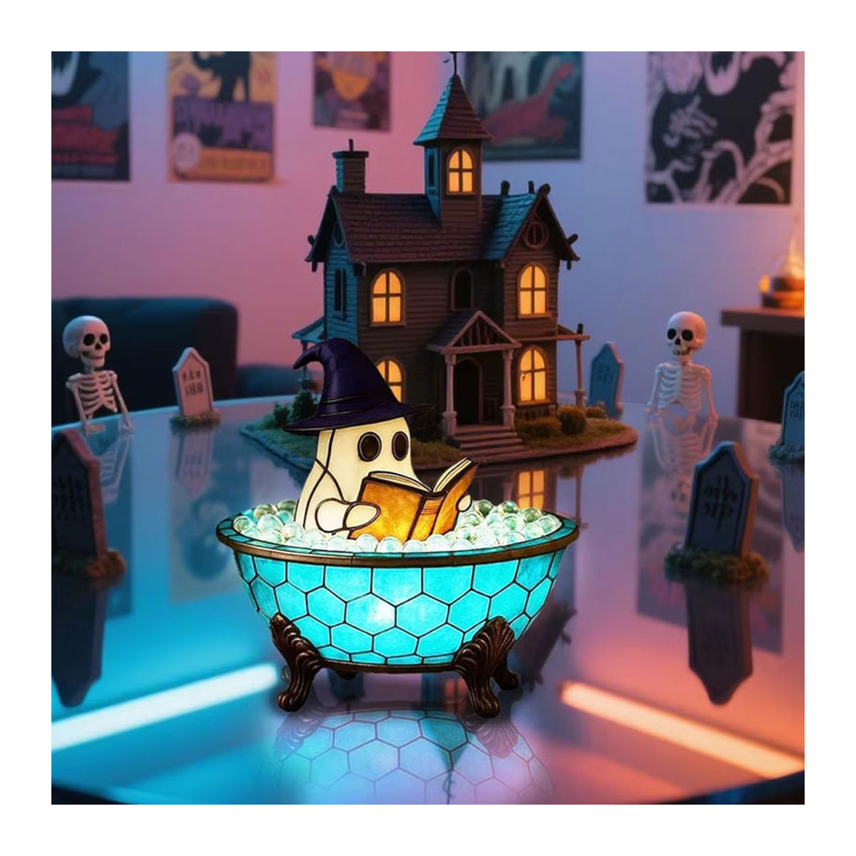 Halloween Geister Blasenbad-Lampe in Weiß aus Kunststoff als dekoratives Nachtlicht - Bild 3
