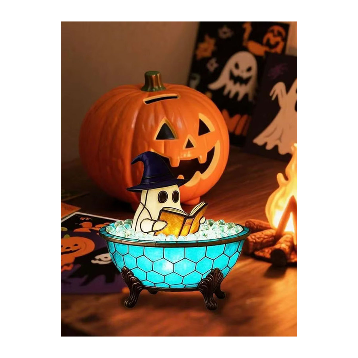 Halloween Geister Blasenbad-Lampe in Weiß aus Kunststoff als dekoratives Nachtlicht - Bild 5