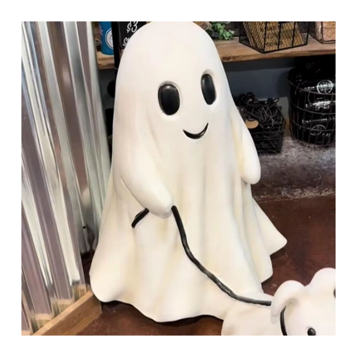Halloween Ghost Walking Dog Statue aus Keramik in Weiß zur Tischdekoration - Bild 6