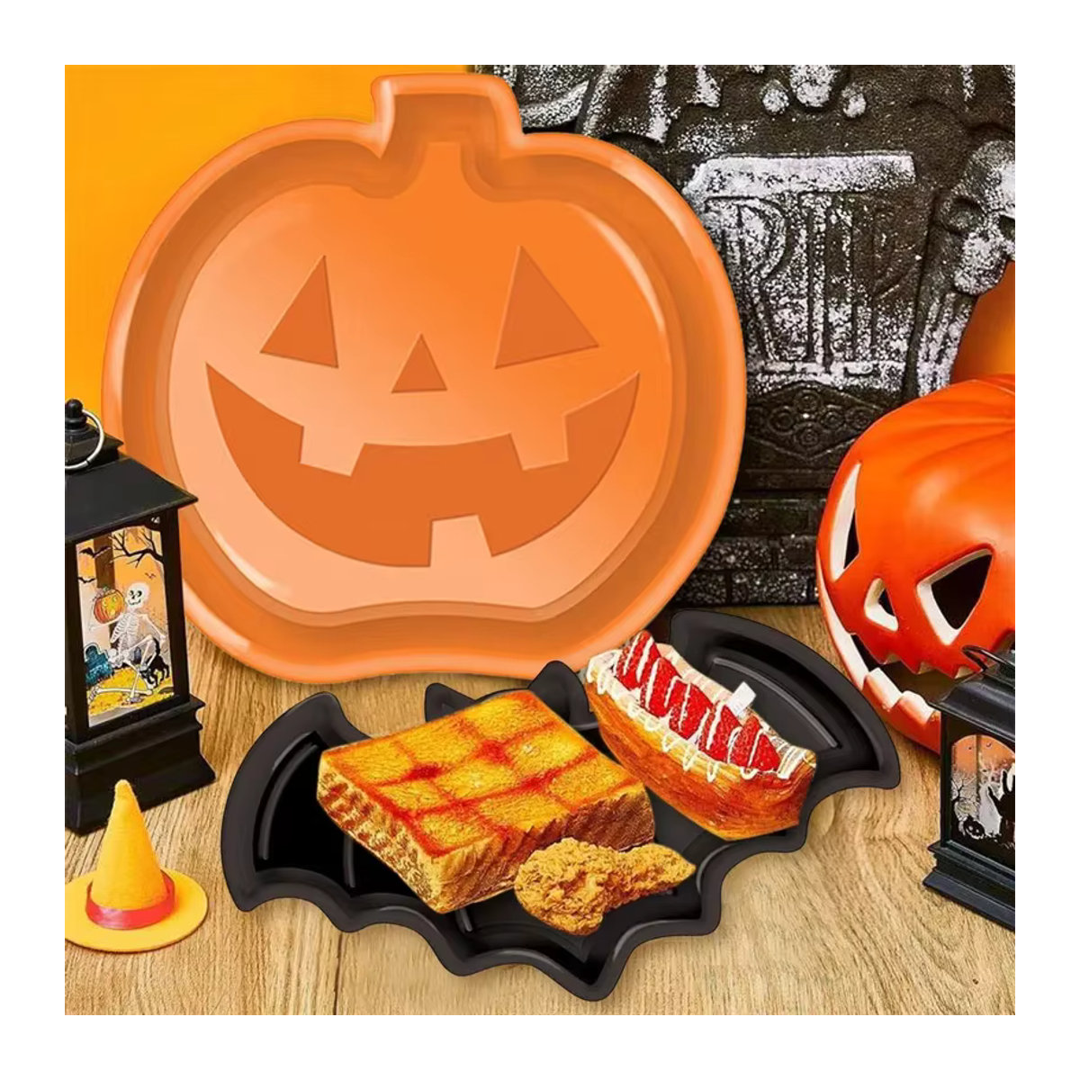 Halloween Kürbis Party Schale aus Kunststoff in Orange und Mehrfarbig für Süßigkeiten und Kekse - Bild 4