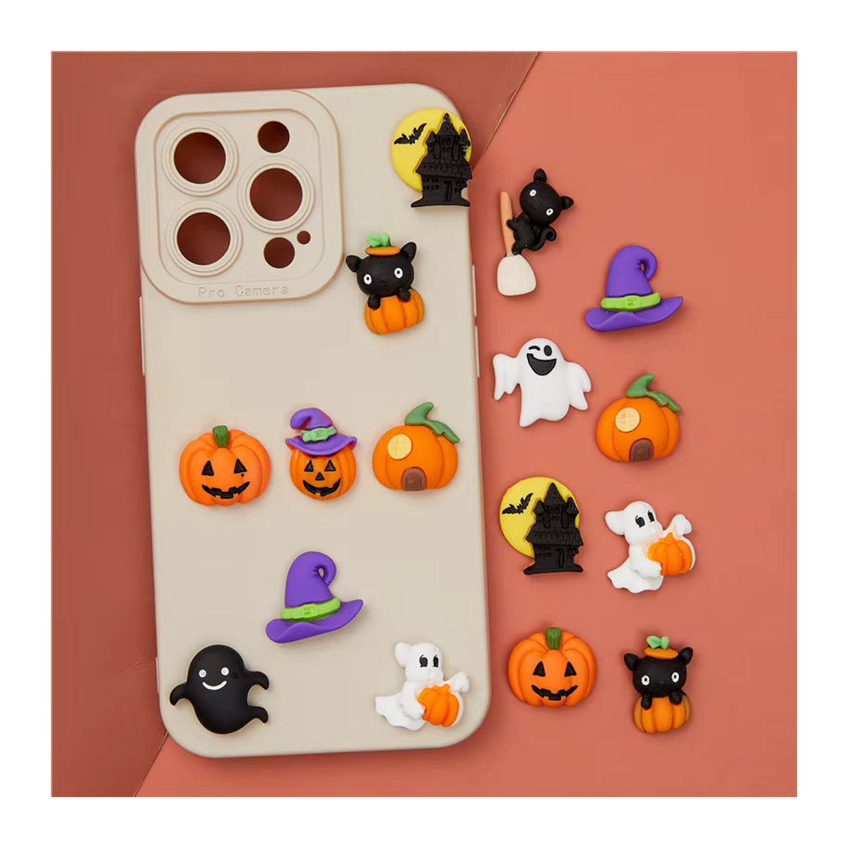Halloween Magnetische Aufkleber und Haken aus Kunstharz in Mehrfarbig mit Motiven wie Kürbis, Geist und Schwarzer Katze zur DIY Dekoration - Bild 3