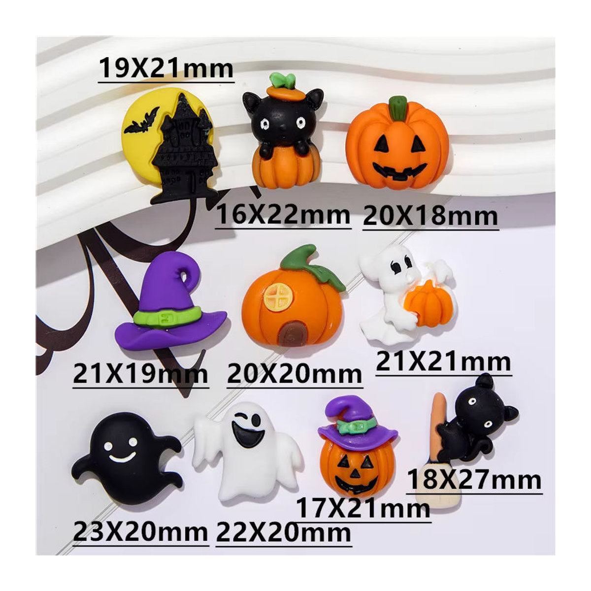 Halloween Magnetische Aufkleber und Haken aus Kunstharz in Mehrfarbig mit Motiven wie Kürbis, Geist und Schwarzer Katze zur DIY Dekoration - Bild 4