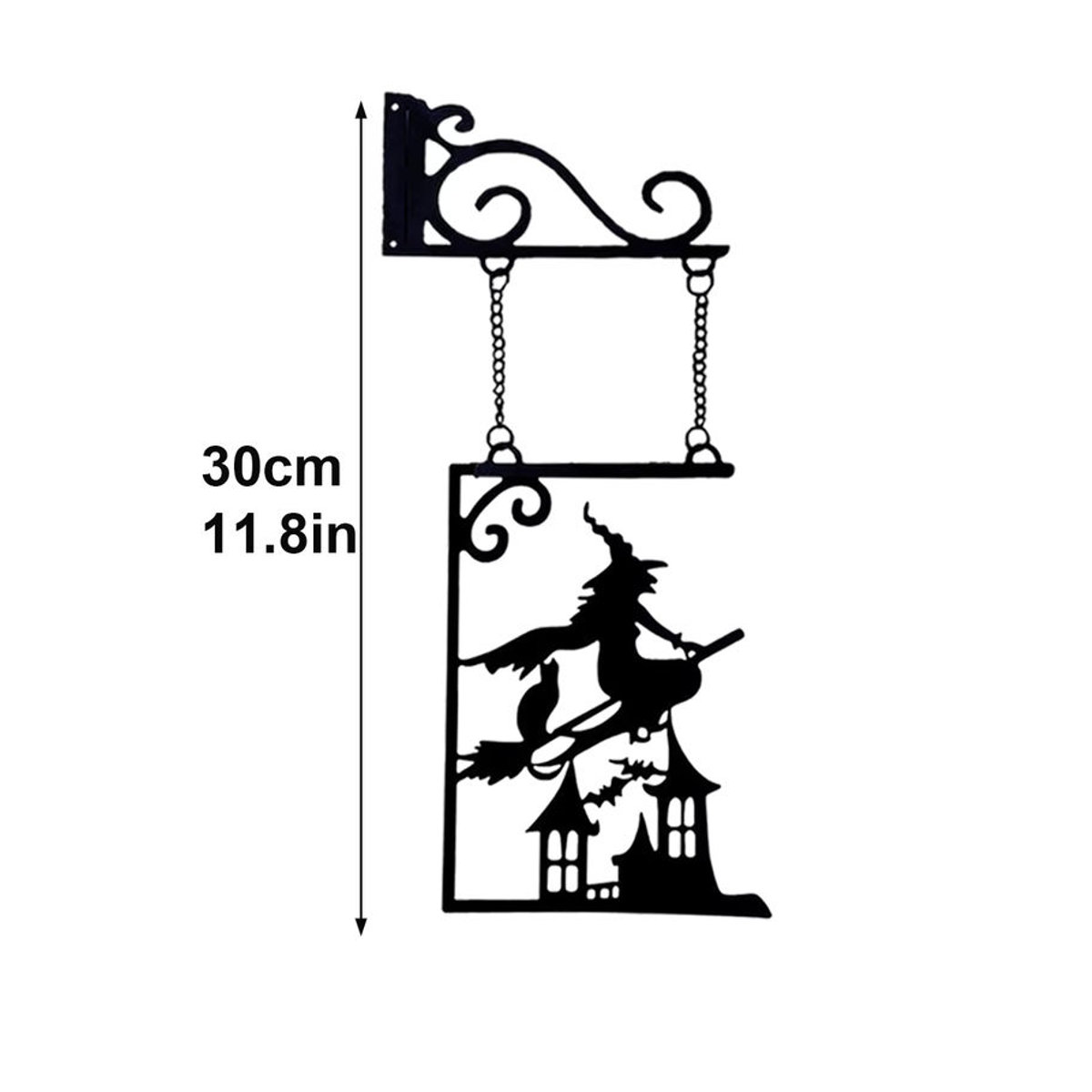Halloween Metallschild Hexe Silhouette in Schwarz als hängende Wanddekoration - Bild 6