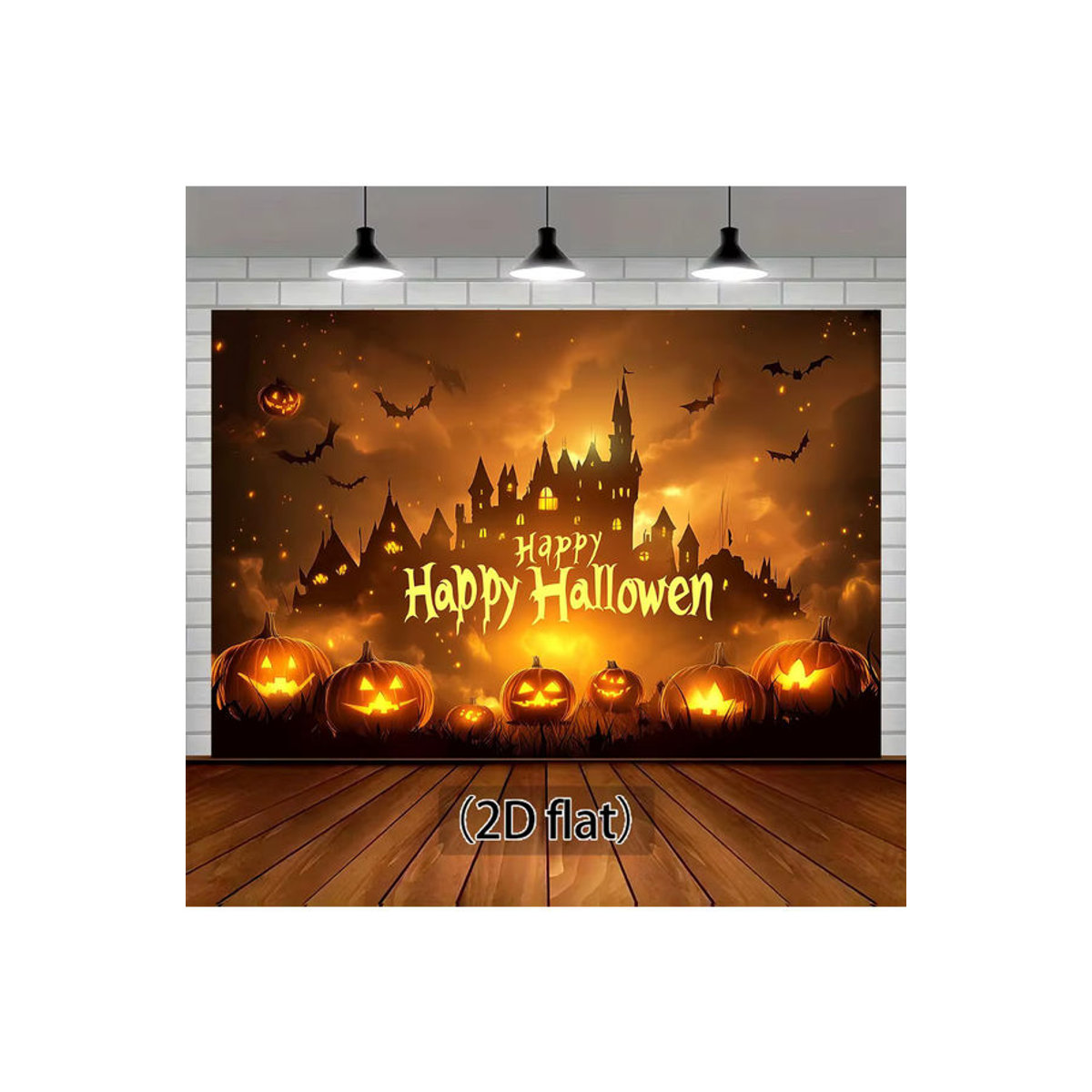 Halloween Party Banner Hintergrundtuch mit Kürbislaternen in Orange und Mehrfarbig, Rechteckiges Fotokabinen-Dekorationstuch - Bild 5