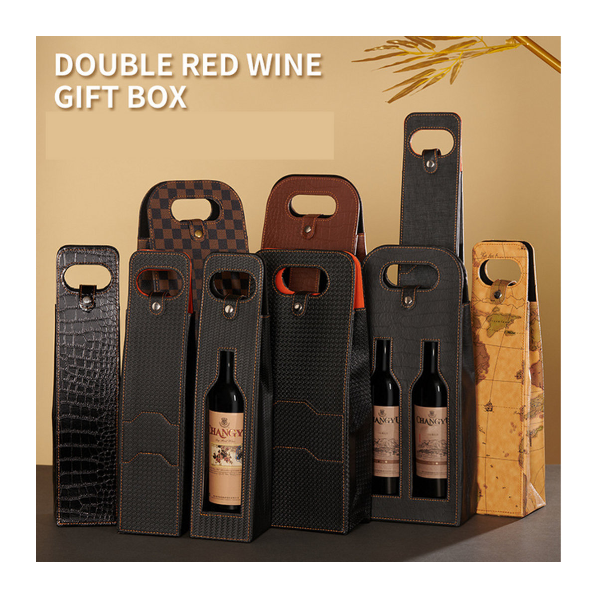 Halloween Rotwein-Geschenkbox für zwei Flaschen in Rot und Schwarz aus Kunststoff - Bild 1