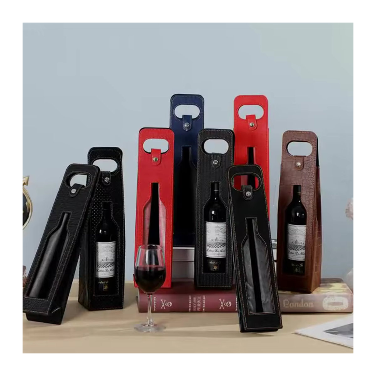 Halloween Rotwein-Geschenkbox für zwei Flaschen in Rot und Schwarz aus Kunststoff - Bild 2