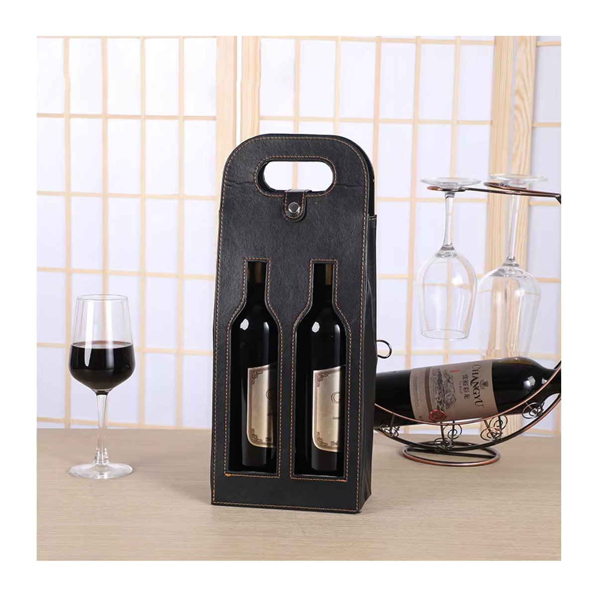 Halloween Rotwein-Geschenkbox für zwei Flaschen in Rot und Schwarz aus Kunststoff - Bild 4