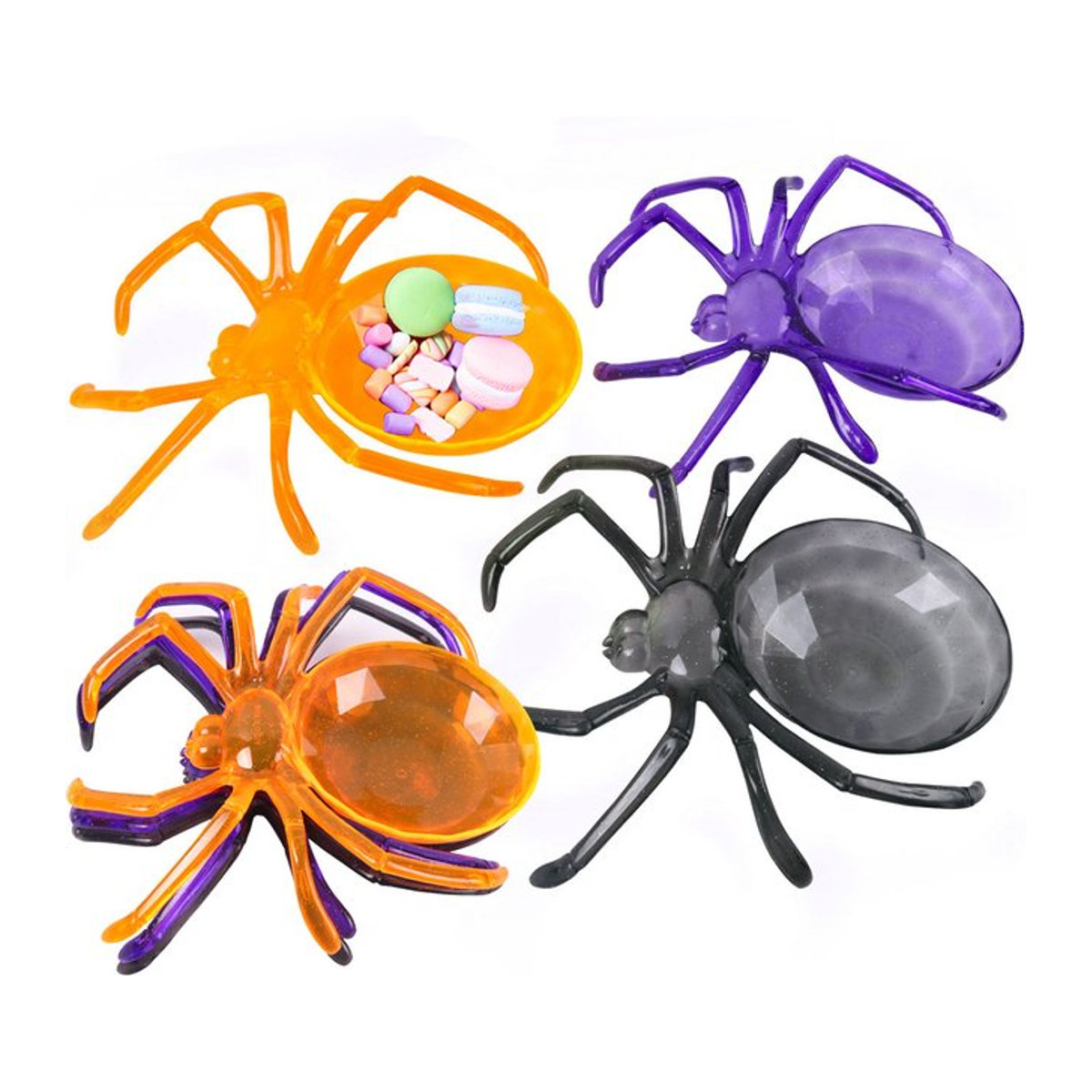 Halloween Spinnen Servierschale aus Kunststoff in Orange und Mehrfarbig für Süßigkeiten und Dekoration - Bild 1